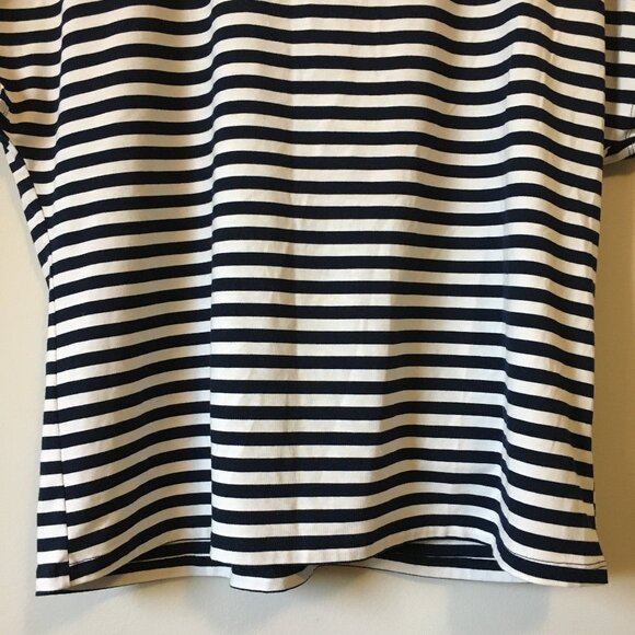 Whimsigoth Black & White Stripe and Crochet Lace Shoulder Tie Back Top - Picture 3 of 13